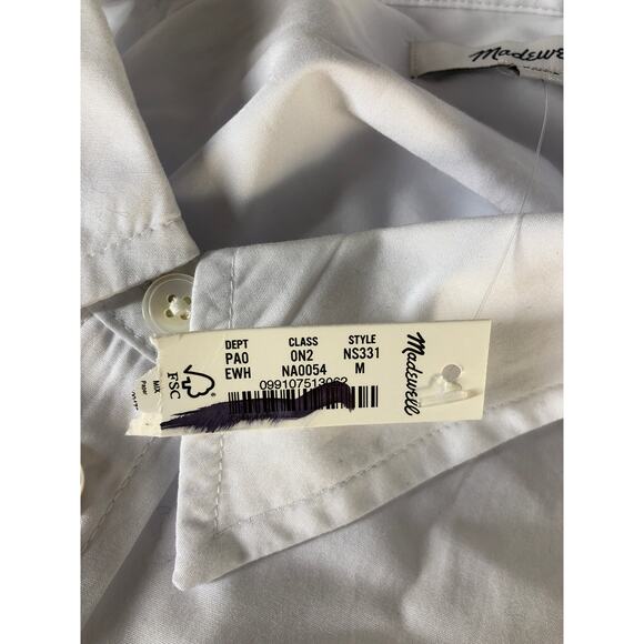 Madewell Relaxed Button Up Top Long Sleeve Shirt Eyelet White NWT Medium - Picture 5 of 8